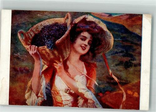 1917 sign. Schmutzler Feuriges Blut Junge Frau nach bei der Weinlese