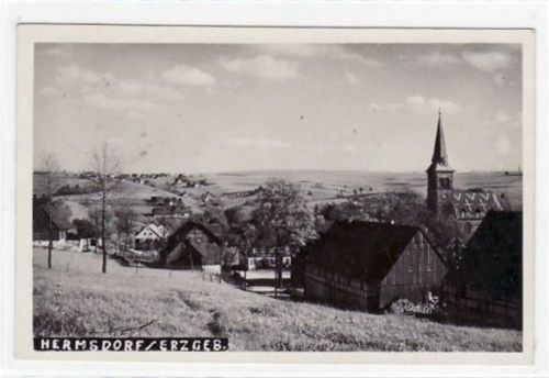 Hermsdorf i. Erzgeb. mit Teilansicht gelaufen von 1931. Gute Erhaltung.