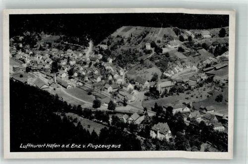 Höfen 1943 Fliegeraufnahme des Ortes mit Ev. Kirche