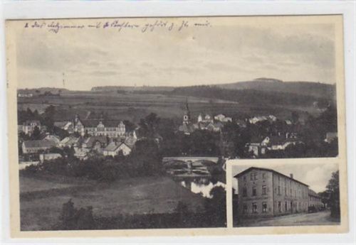 Flöha Flöha in Sachsen. Totalansicht Gasthof Goldner Löwe gelaufen am 10.07.1930. Gute Erhaltung.