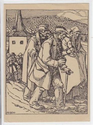 Künstler R. Schiestl mit Kirchgang in Franken ungelaufen Sehr weiche Karte, leicht bügig, sonst gut erhalten