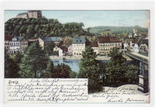 Greiz Greiz mit Elsterpomenade gelaufen von 1903. Gute Erhaltung.