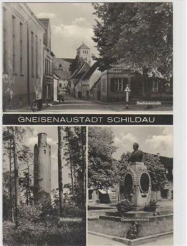 Gneisenaustadt Schildau mit 3 Abbildungen gelaufen von 1977. Gute Erhaltung.