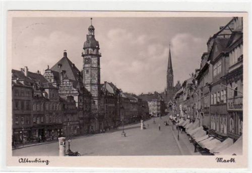 Altenburg Altenburg mit Markt gelaufen von 1937. Leichter Stempeldurchdruck, sonst gut erhalten.