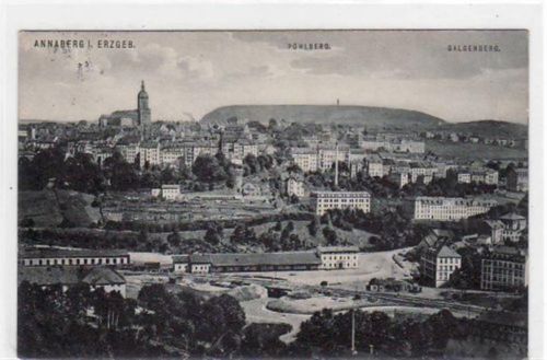 Annaberg mit Gesamtansicht und Bahnhof gelaufen von 1911. Gute Erhaltung.