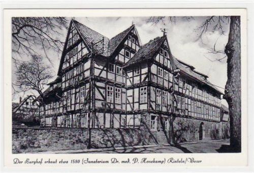 Rinteln Rinteln a. d. Weser. Burghof erbaut etwa 1580 ( Sanatorium Dr. med. P. Honekamp ) ungelaufen Top Erhaltung.