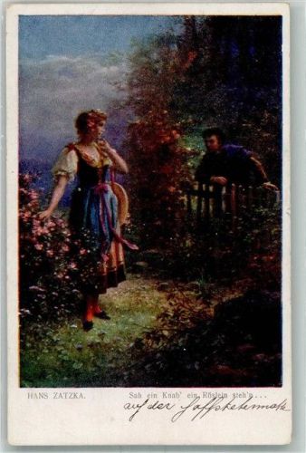 Sah ein Knab ein Röslein stehn Poesie / Liebe Galerie Wiener Künstler Nr. 689
