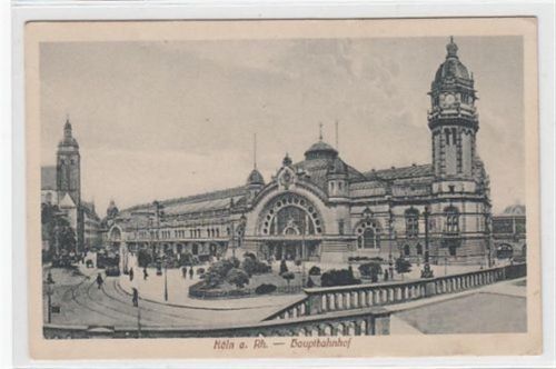Köln am Rhein. Hauptbahnhof. Feldpost, Stempel von 1917. Leicht stockfleckig, kleine Abschürfung am Eck unten rechts, sonst gut erhalten