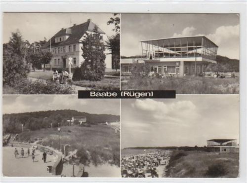 Baabe / Rügen mit vier verschiedenen Abbildungen gelaufen 1971. leichte Eckabschürfungen, sonst gut erhalten