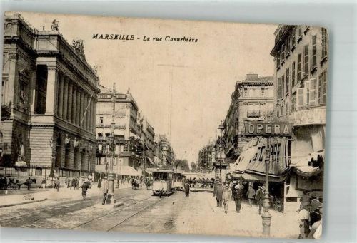 Marseille Oper Geschäft Straßenbahn La Rue Cannebiere