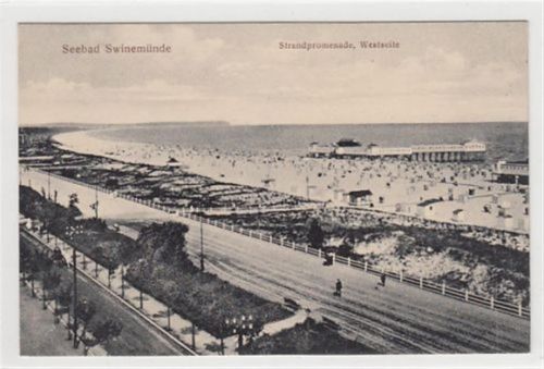 Seebad Swinemünde / Swinoujscie. Strandpromenade Westseite. Verlag Siegmund Weil Nr. 1269 ungelaufen Top Erhaltung.