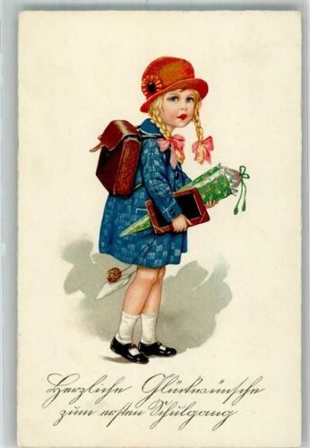 Glückwunsch Mädchen Ranzen Schultüte Begro Nr. 7865