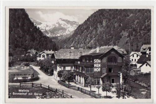 Mallnitz mit Sonnenhof und Geisel gelaufen von 1931 kleiner Knick oben rechts, sonst gut erhalten