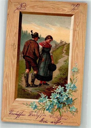1901 Liebespaar Serie 4 Grüß Gott Pfüat Gott Kunstverlag Rafael neuber