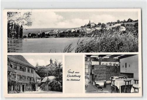 Kadelburg, Kreis Waldshut. Gasthaus u. Pension zum Ochsen gelaufen. Leichter Schrift- und Stempeldurchdruck, kleine Abschürfung oben rechts, kleiner Knick rechts in der Mitte und unten, sonst gut erhalten