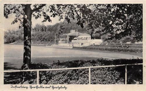 Insterburg / Tschernjachowsk. Sporthalle Sportplatz gelaufen. Marke entfernt, sonst gut erhalten