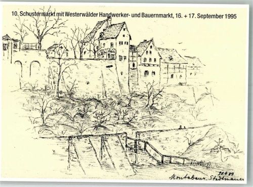 Montabaur sign. Weckerling 10. Schustermarkt mit Westerwälder handwerker-und Bauernmarkt 1995 Stadtmauer
