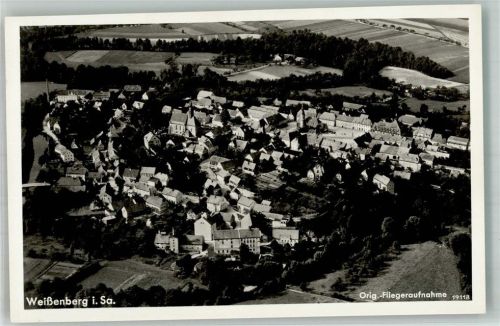 Weißenberg Fliegeraufnahme des Ortes mit der Ev. Kirche