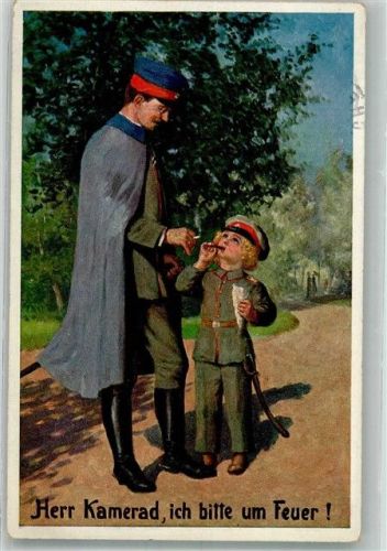 1916 Humor Herr Kamerad ich bitte um Feuer EMM No. 74