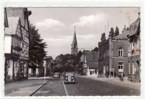 Sulingen mit Langestraße gelaufen, 1961. Leicht fleckig, sonst gut erhalten