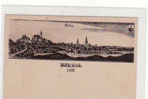 Künstlerkarte von 1492. Abgebildet ist die Gesamtansicht von Belzig i.d. Mark. Postalisch nicht befördert. Top Erhaltung.