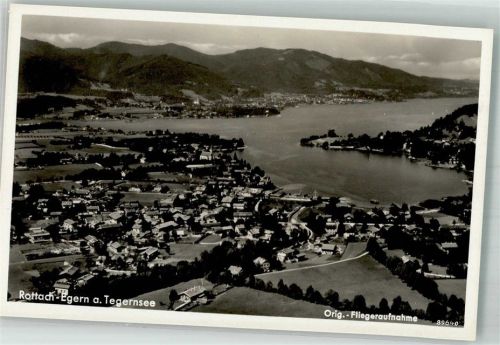 Rottach-Egern 1937 Fliegeraufnahme des Ortes mit Kirche St. Laurentius