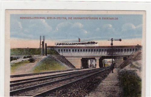 Abgebildet ist der Hohenzollernkanal Berlin-Stettin - Die Bahnüberführung bei Eberswalde. Postalisch nicht befördert. Gute Erhaltung.