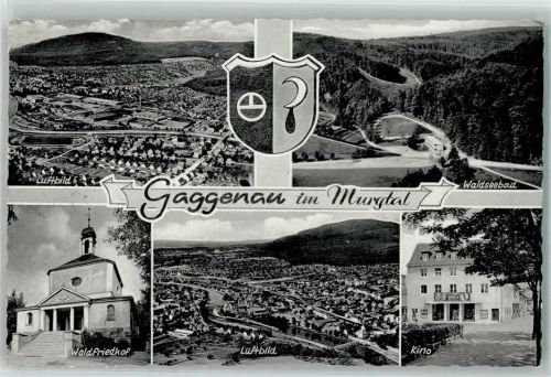 76571 W7560 Gaggenau - Fliegeraufnahme Waldseebad Schwimmbad Waldfriedhof Kino