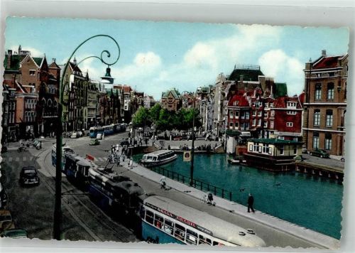 Amsterdam Gracht Hafen Straßenbahn Auto