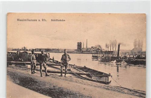 Maximiliansau am Rhein. Schiffsbrücke ungelaufen Gute Erhaltung.