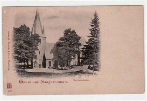 Sangerhausen Gruß aus Sangerhausen mit Marienkirche. Postalisch nicht befördert, frühe Karte, da Anschriftsseite noch ungeteilt. Gute Erhaltung.