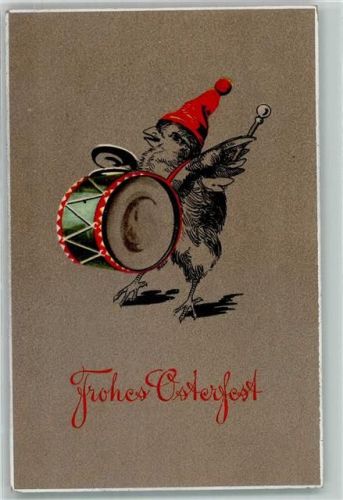 1921 vermenschlicht Ostern Küken mit einer Trommel AK