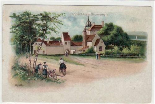Berlin Wilmersdorf, Grunewald, Lithographie mit Jagdschloss. ungelaufen frühe Karte, da Anschriftseite noch ungeteilt. Gute Erhaltung.