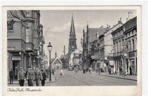 Köln - Kalk mit Hauptstraße gelaufen von 1943. Leichter Bug oben links, leicht fleckig, sonst gut erhalten