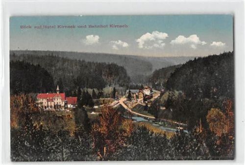 Blick auf das Hotel Kirneck und Bahnhof Kirnach gelaufen. Gute Erhaltung.