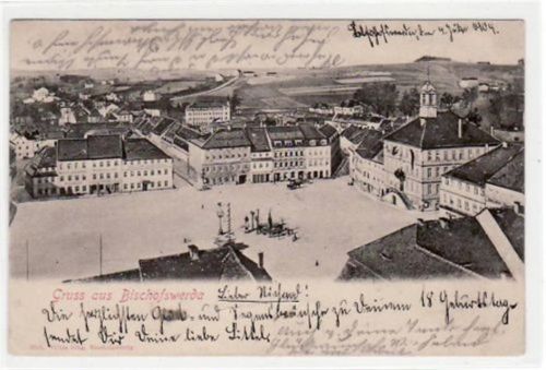 Bischofswerda Bischofswerda mit Marktplatz gelaufen und Bahnpoststempel von 1904, Zug Nr. 653 kleiner Knick unten in der Mitte, sonst gut erhalten.