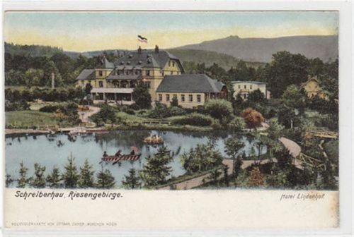 Schreiberhau Schreiberhau - Szklarska Poreba / Kreis Hirschberg - Jelenia Góra im Riesengebirge. Hotel Lindenhof ungelaufen Oxydationsspuren, sonst gut erhalten