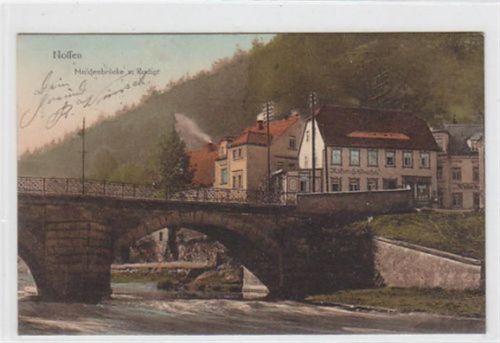 Nossen. Muldenbrücke und Rodigt gelaufen am 1.12.1911. Leichte Flecken Rückseite, sonst gut erhalten.
