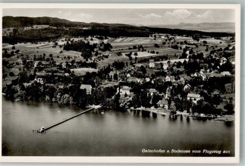 Gaienhofen 1938 Fliegeraufnahme des Ortes am Bodensee mit Seebrücke