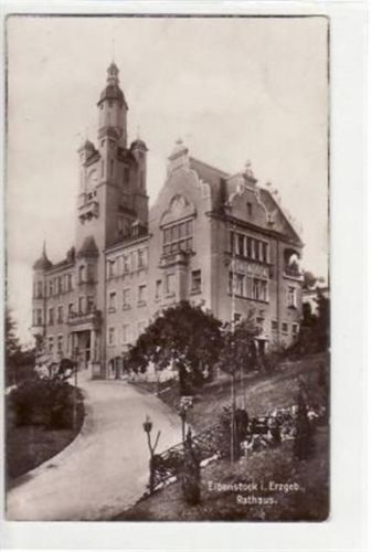 Eibenstock Eibenstock mit Rathaus gelaufen von 1925, Marke entfernt. Leicht bügig, sonst gut erhalten