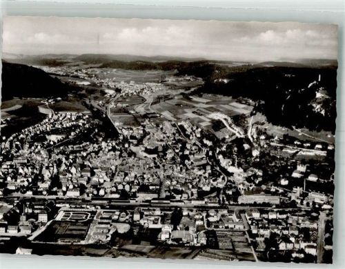 Ebingen Fliegeraufnahme des Ortes mit Bahnhof