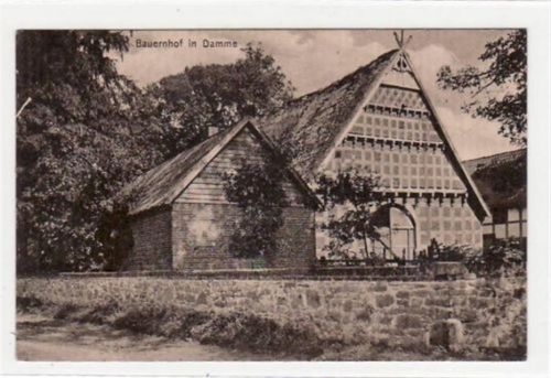 Damme mit Bauernhof gelaufen, 1917. Gute Erhaltung.