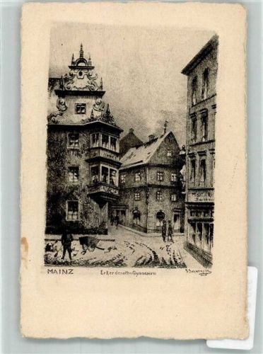 Mainz sign. Schwenter G.W. Erker des alten Gymnasium