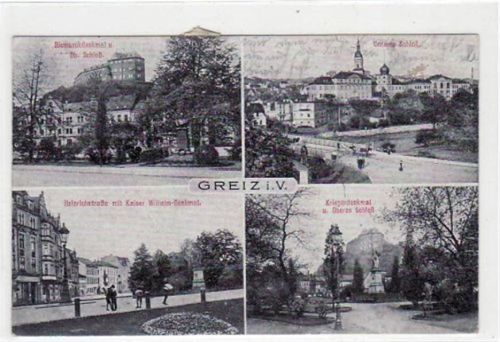Greiz Greiz i. V. mit 4 verschiedenen Abbildungen gelaufen von 1923. Gute Erhaltung.