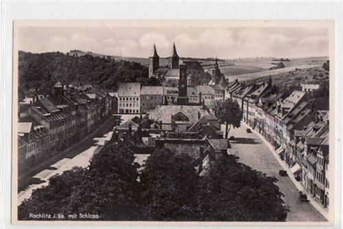 Rochlitz Rochlitz mit Teilansicht und Schloß gelaufen von 1938 kleiner Knick unten rechts, sonst gut erhalten.