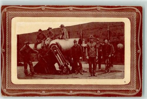 Passepartout Schmuckrahmen Waffen Kanone oder Geschütz Motiv USA 1906 Prägedruck
