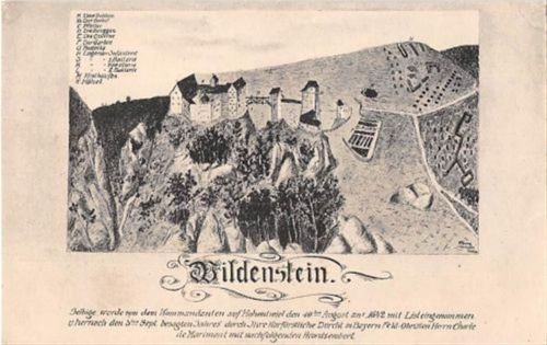 Künstlerkarte Schloss Wildenstein ungelaufen Gute Erhaltung.