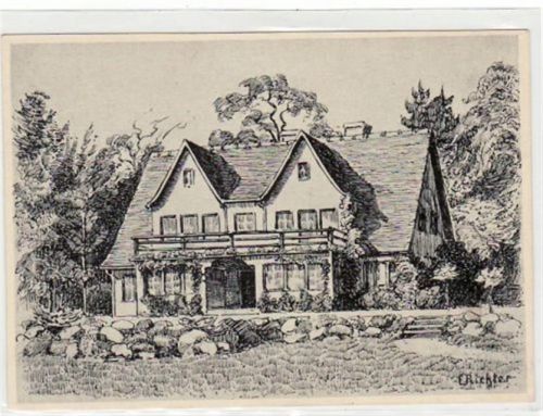 Tutzing, Federzeichnung mit Haus Ludendorff ungelaufen Gute Erhaltung.