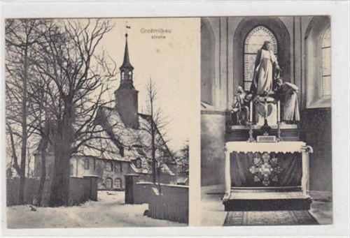 Großmilkau. Innen- und Außenansicht der Kirche. Ungelaufen. Gute Erhaltung.
