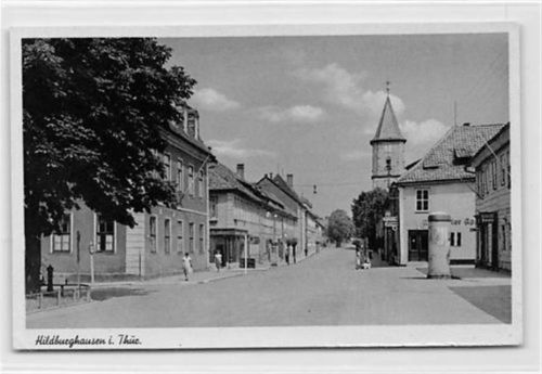Hildburghausen in Thüringen. Straßenpartie. Nachkriegskarte ungelaufen Gute Erhaltung.